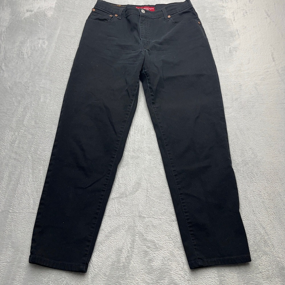 Levi's 550 Classic Relaxed Fit Stretch Tapered Leg Jeans Women 12S Black Cotton